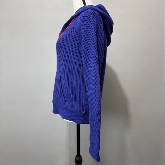 Lauren Ralph Lauren Waffle Knit Hoodie Womens Sz S Purple Blue Drawstring Bold - Picture 2 of 9